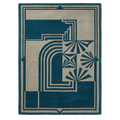 Teal Deco Arches Hand Tufted Rug