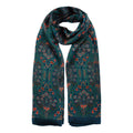 Floral Print Silk Scarf in Teal and Red Nature