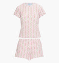 The Coco Pointelle PJ Set / Pink Floral Dot Stripe   By Hill House Home