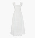 The Ellie Maxi Nap Dress / White Tonal Seersucker  By Hill House Home