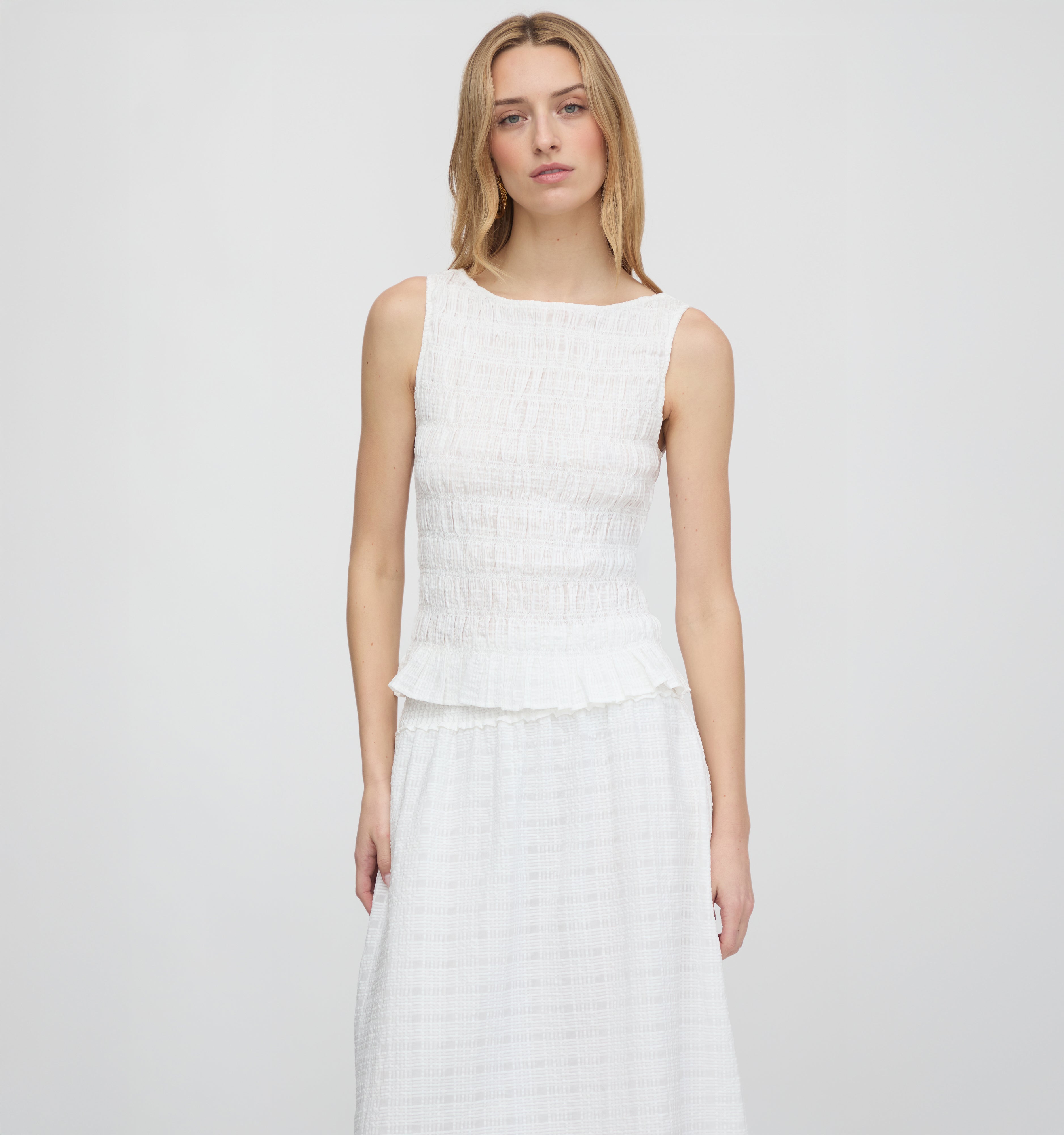 The Phoebe Nap Top / White Crinkle Check  By Hill House Home