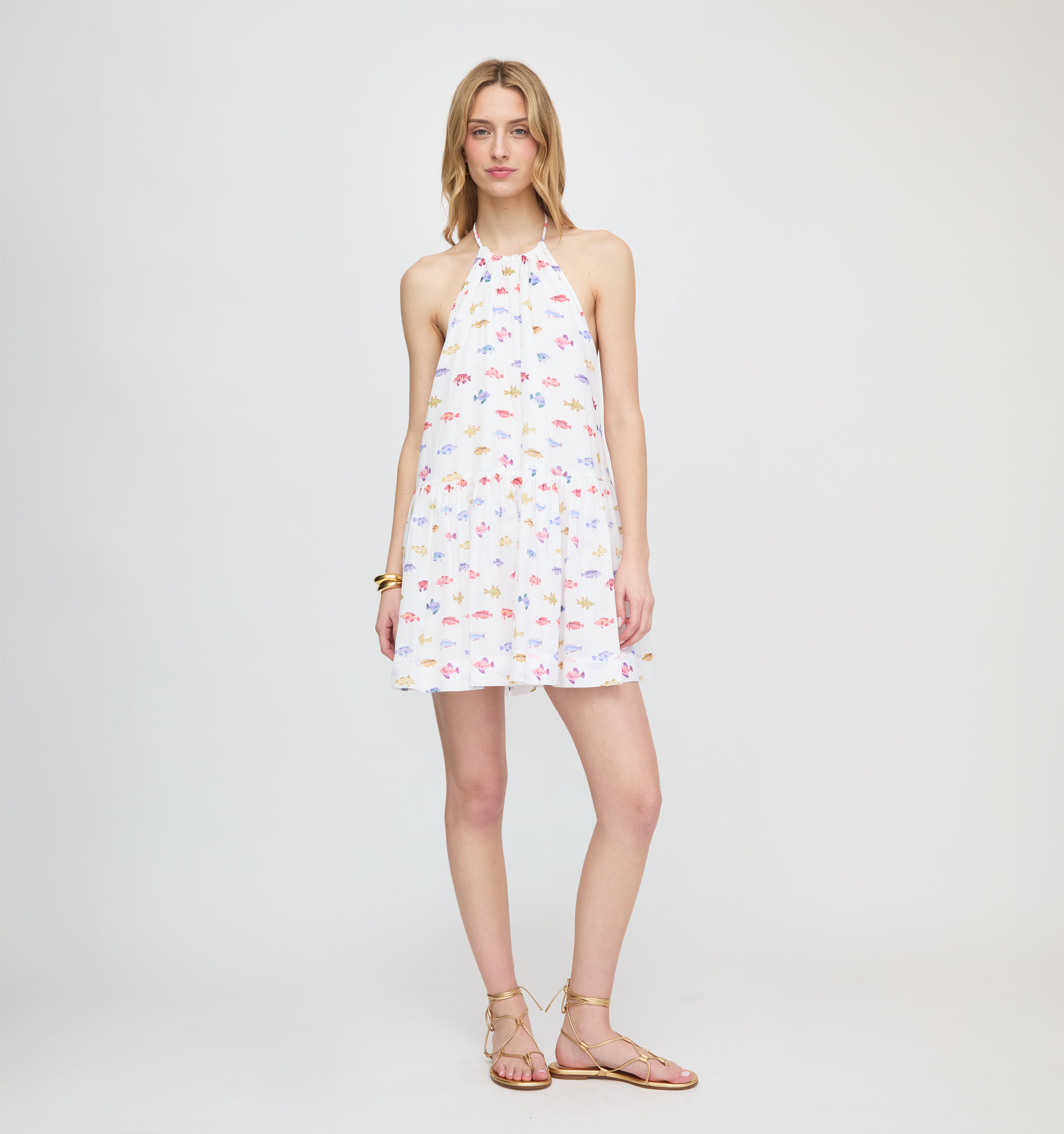 The Sol Tunic Dress / White Rainbow Fish   By Hill House Home