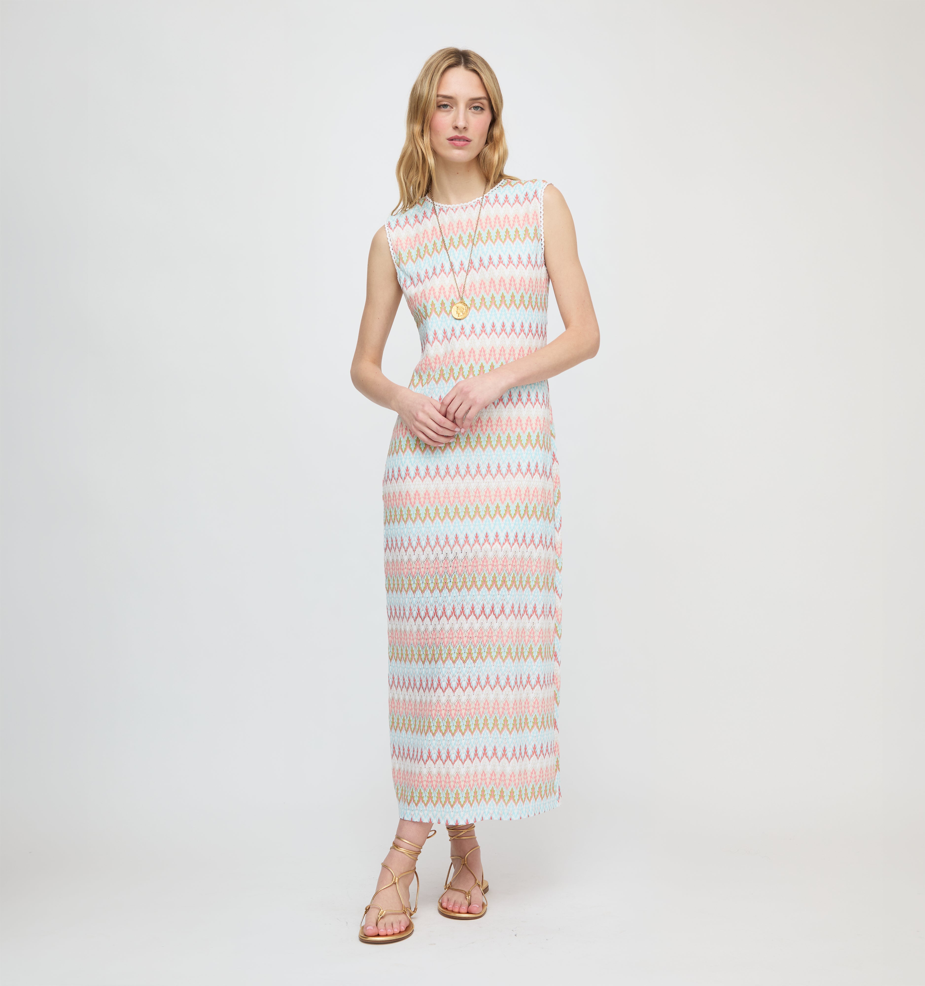 The Taytum Dress / White Multi Smooth Shimmer Knit   By Hill House Home