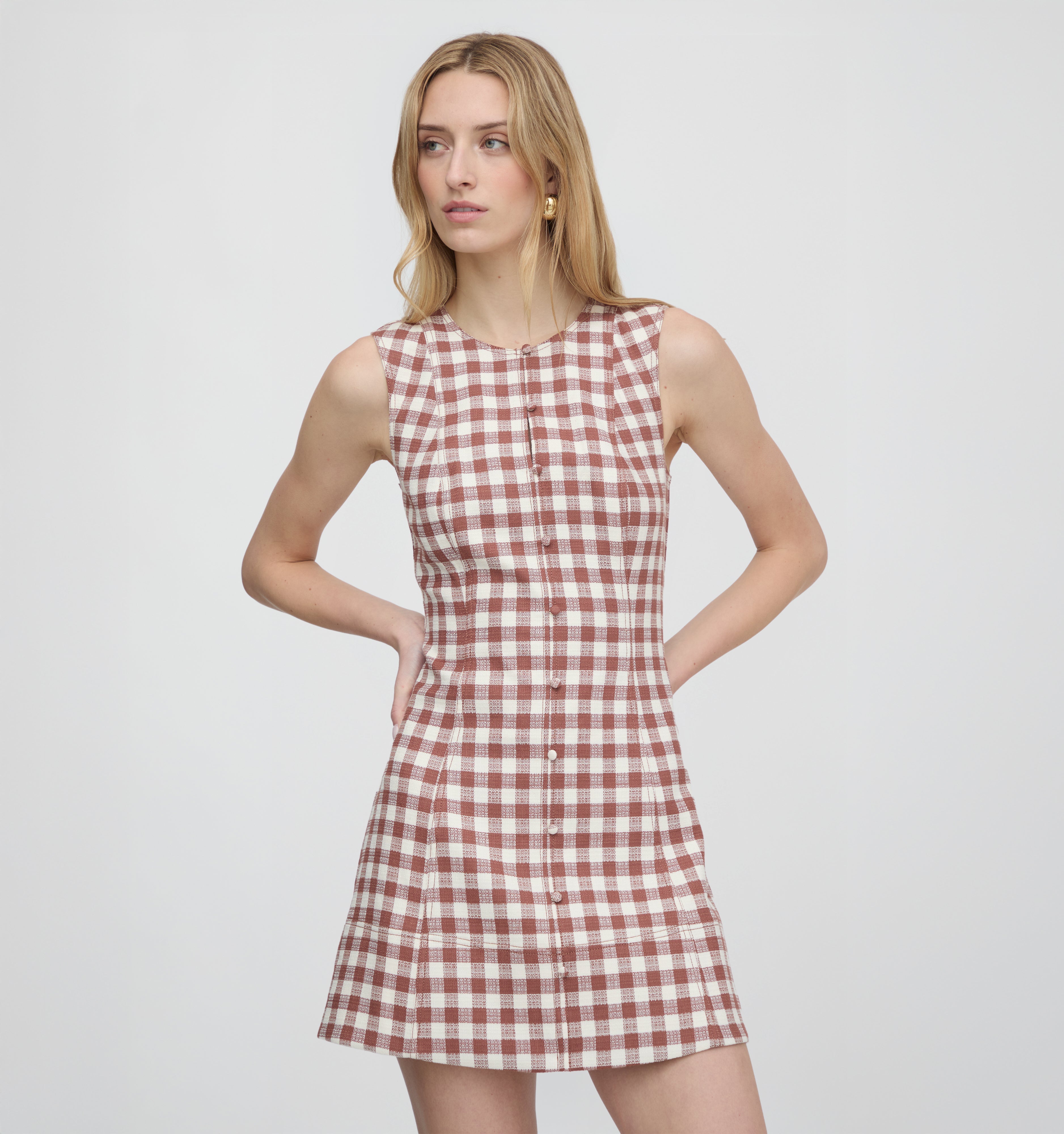 The Angie Dress / Cognac Gingham   By Hill House Home