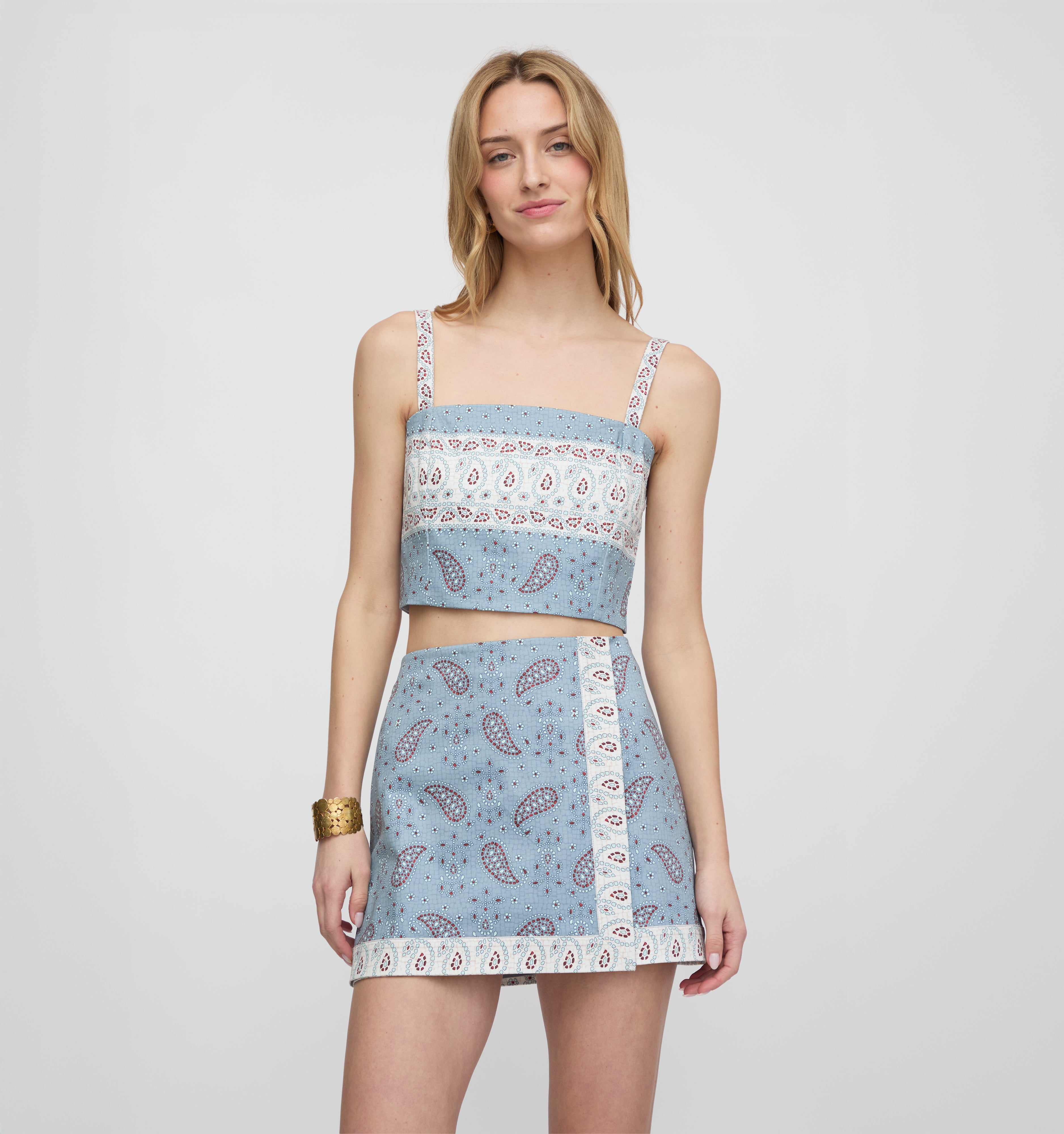 The Anya Top / Dusty Blue Gemstone Mosaic Scarf   By Hill House Home