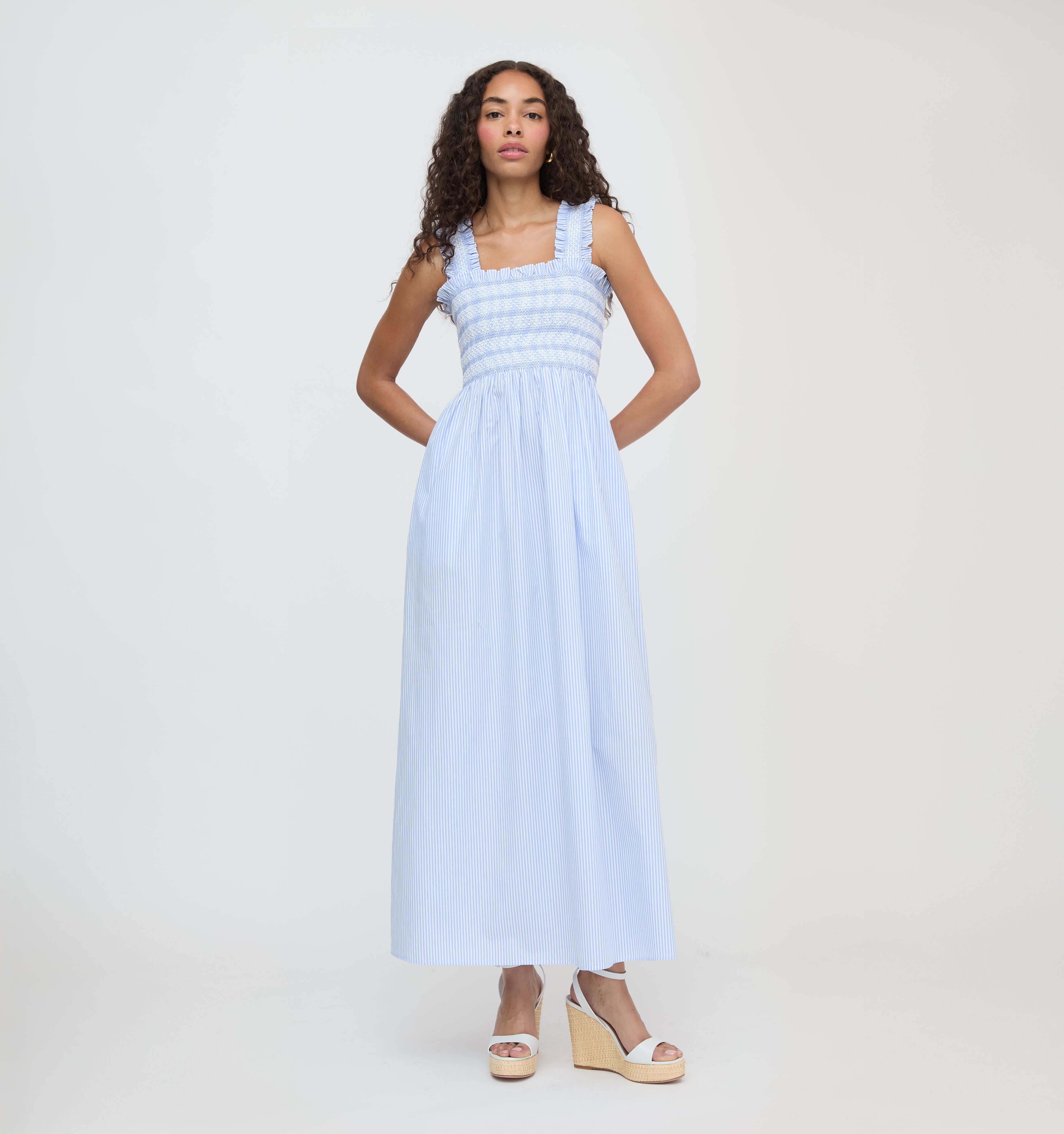 The Ashlyn Nap Dress / Blue/White Stripe  By Hill House Home