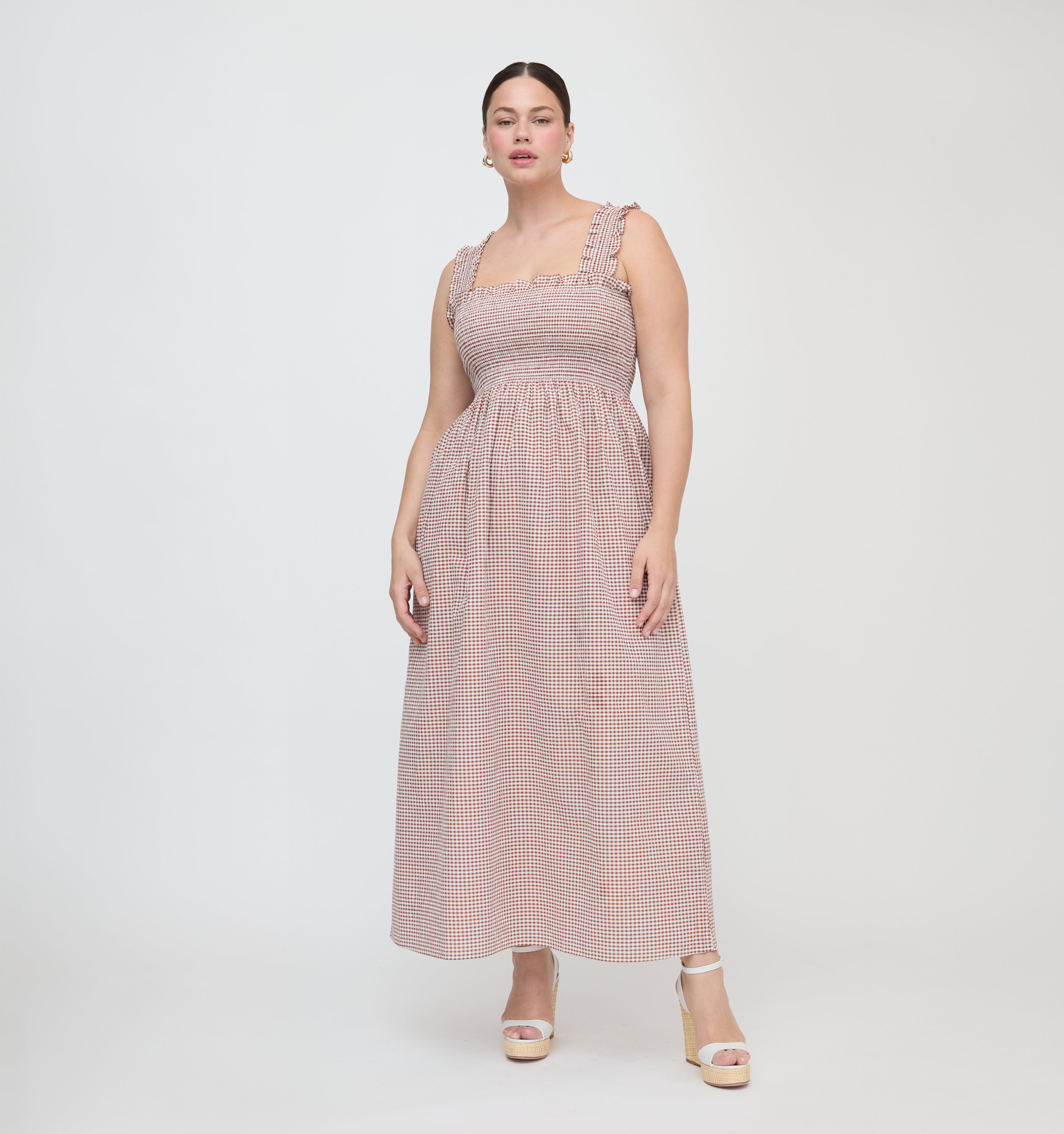 The Ashlyn Nap Dress / Cognac Gingham  By Hill House Home