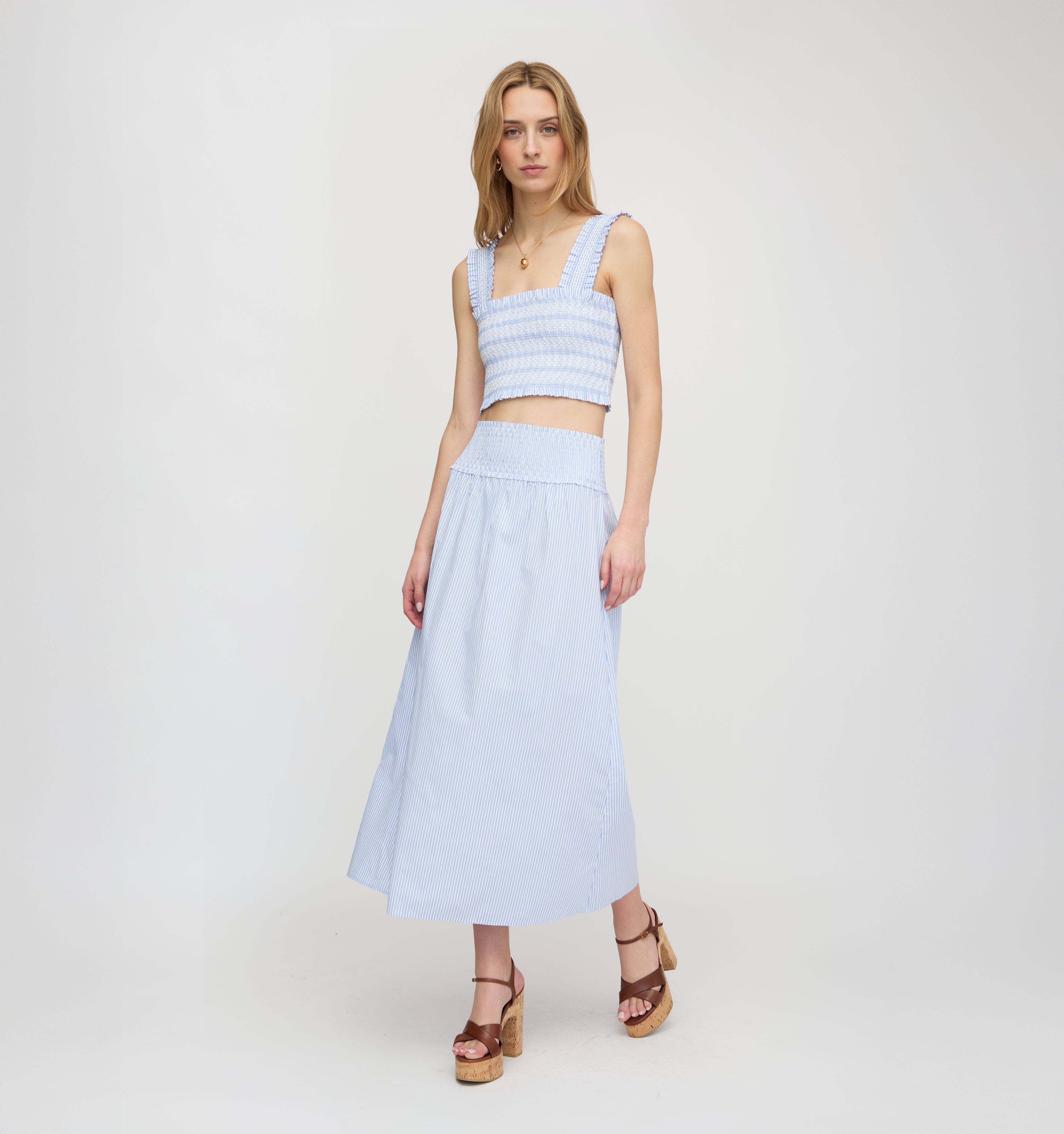 The Delphine Nap Skirt / Blue/White Stripe   By Hill House Home