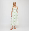 The Cambria Nap Dress / White/Green Arcadia Border  By Hill House Home