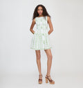 The Cosima Mini Nap Dress / White/Green Arcadia Border    By Hill House Home