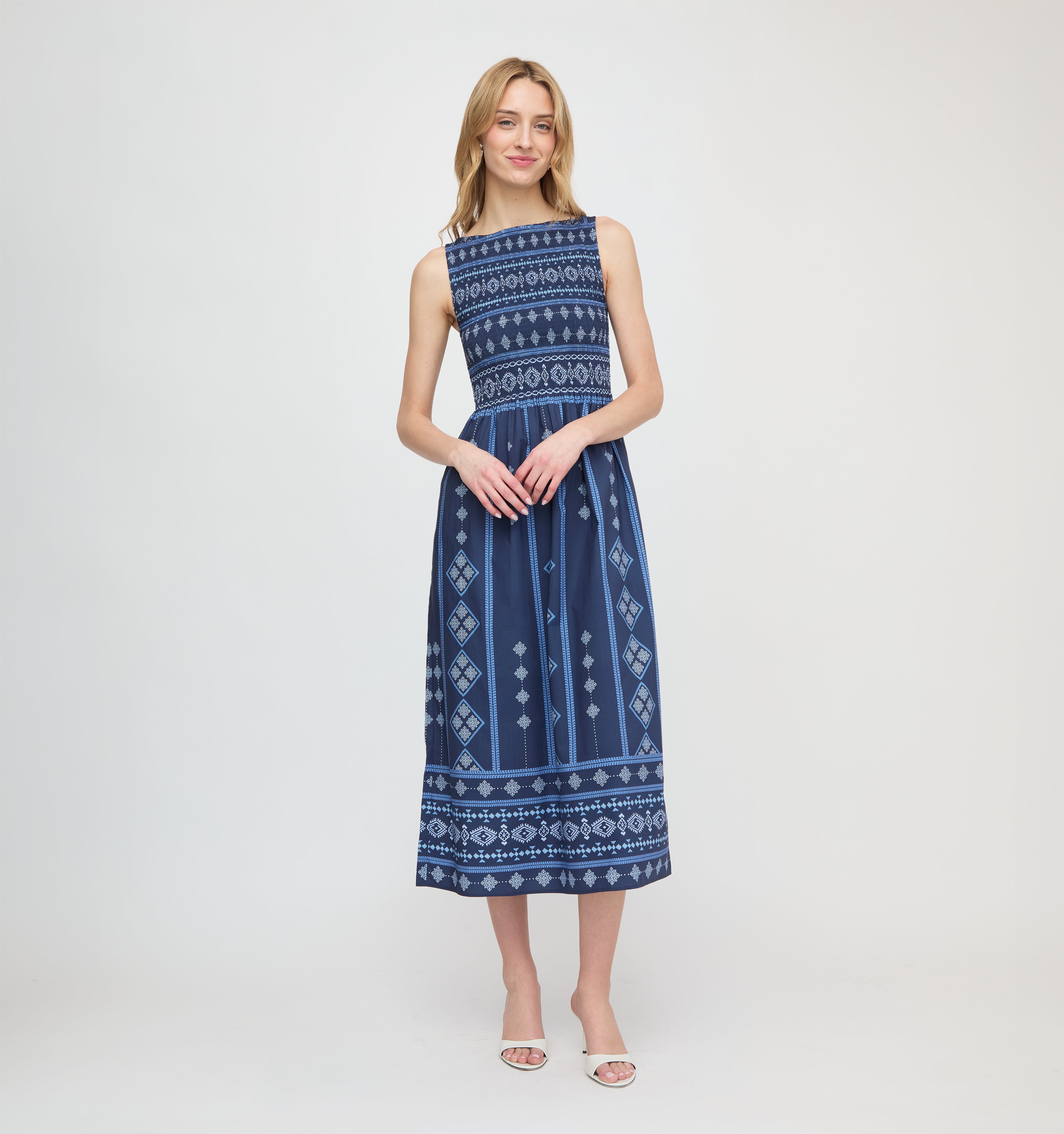 The Cosima Nap Dress / Navy Diamond Batik    By Hill House Home