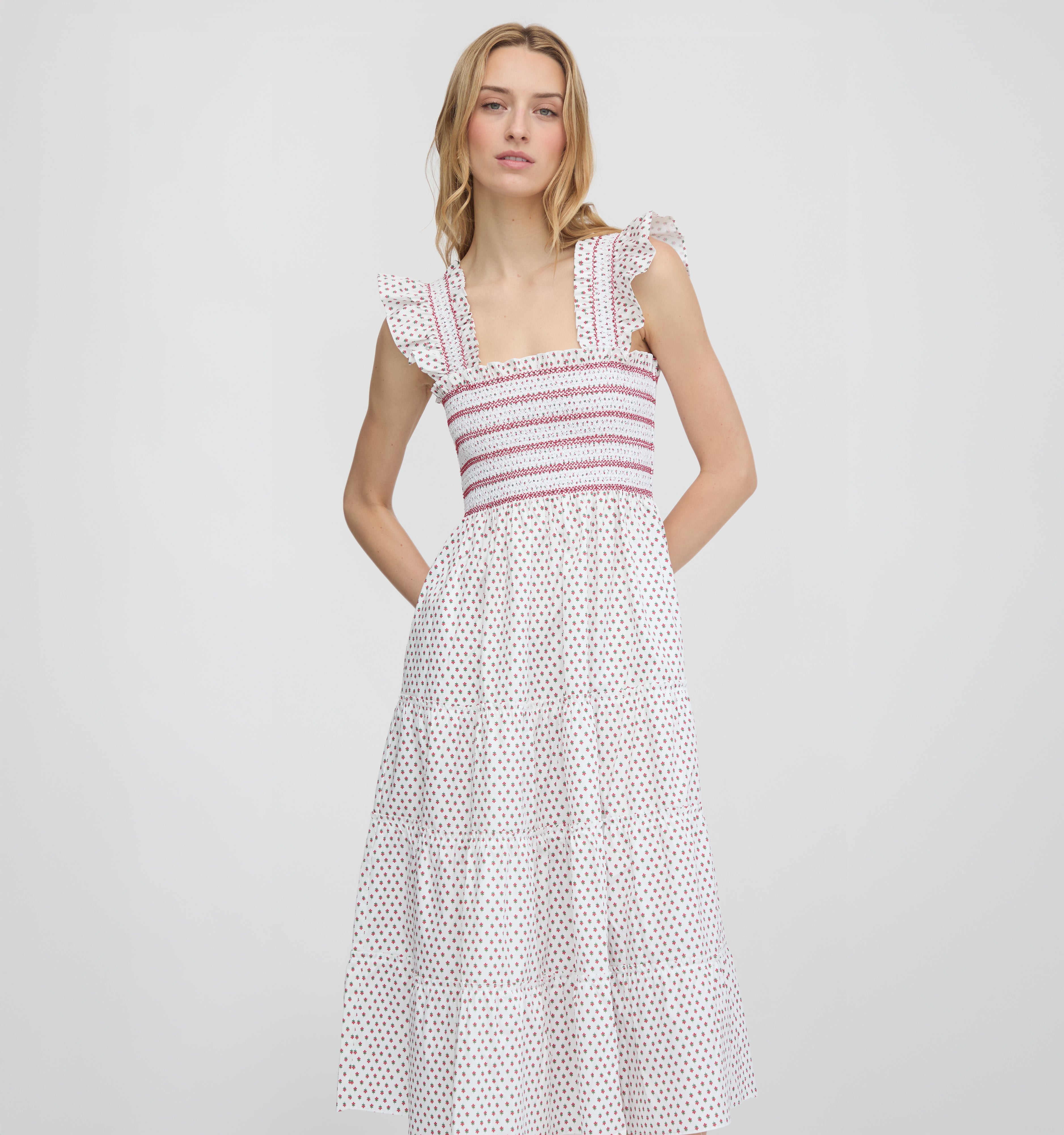 The Ellie Nap Dress / White Poppy Half Drop  By Hill House Home