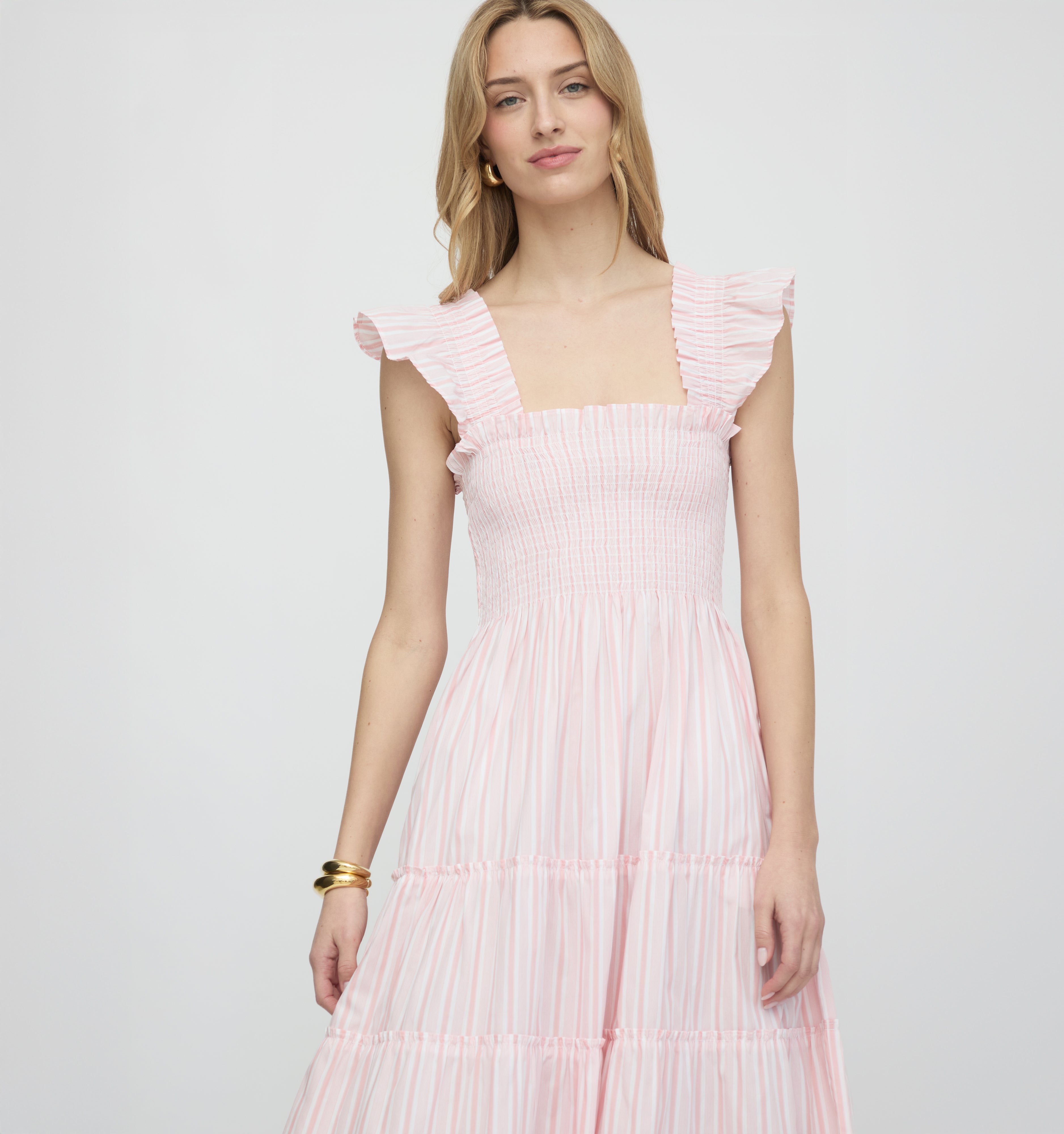 The Ellie Nap Dress / Pink Variegated Stripe  By Hill House Home
