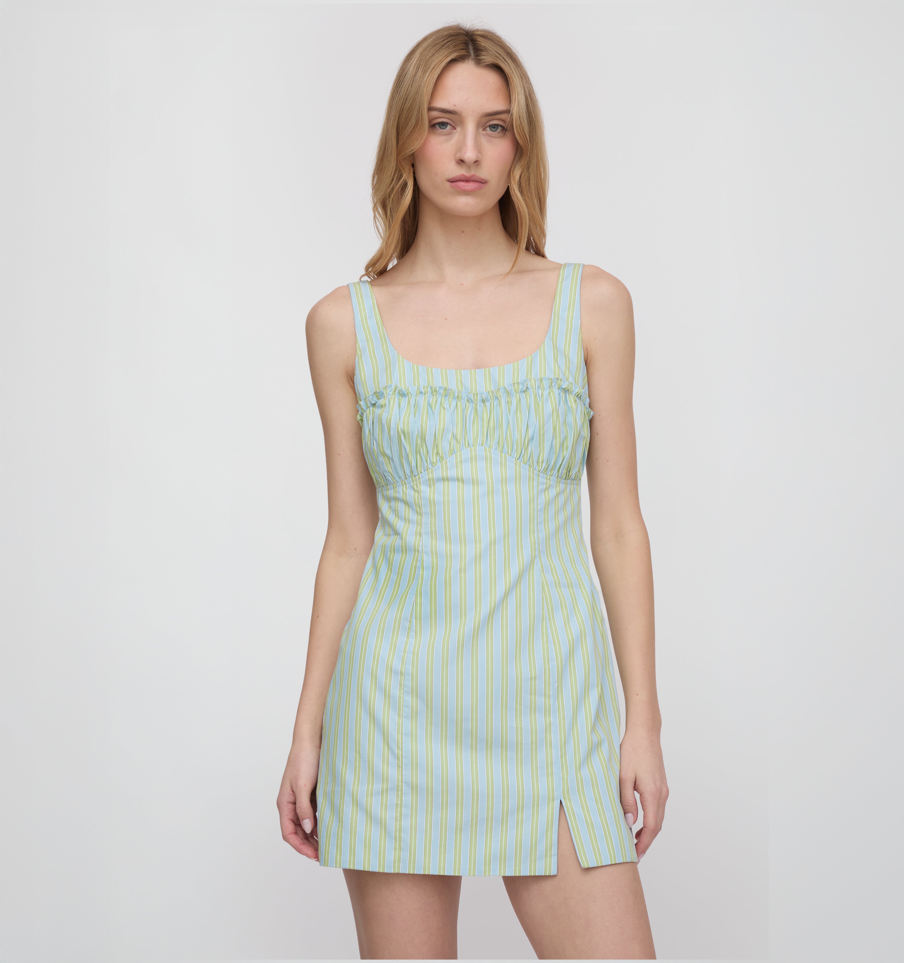 The Eviana Dress / Blue/Green Stripe   By Hill House Home