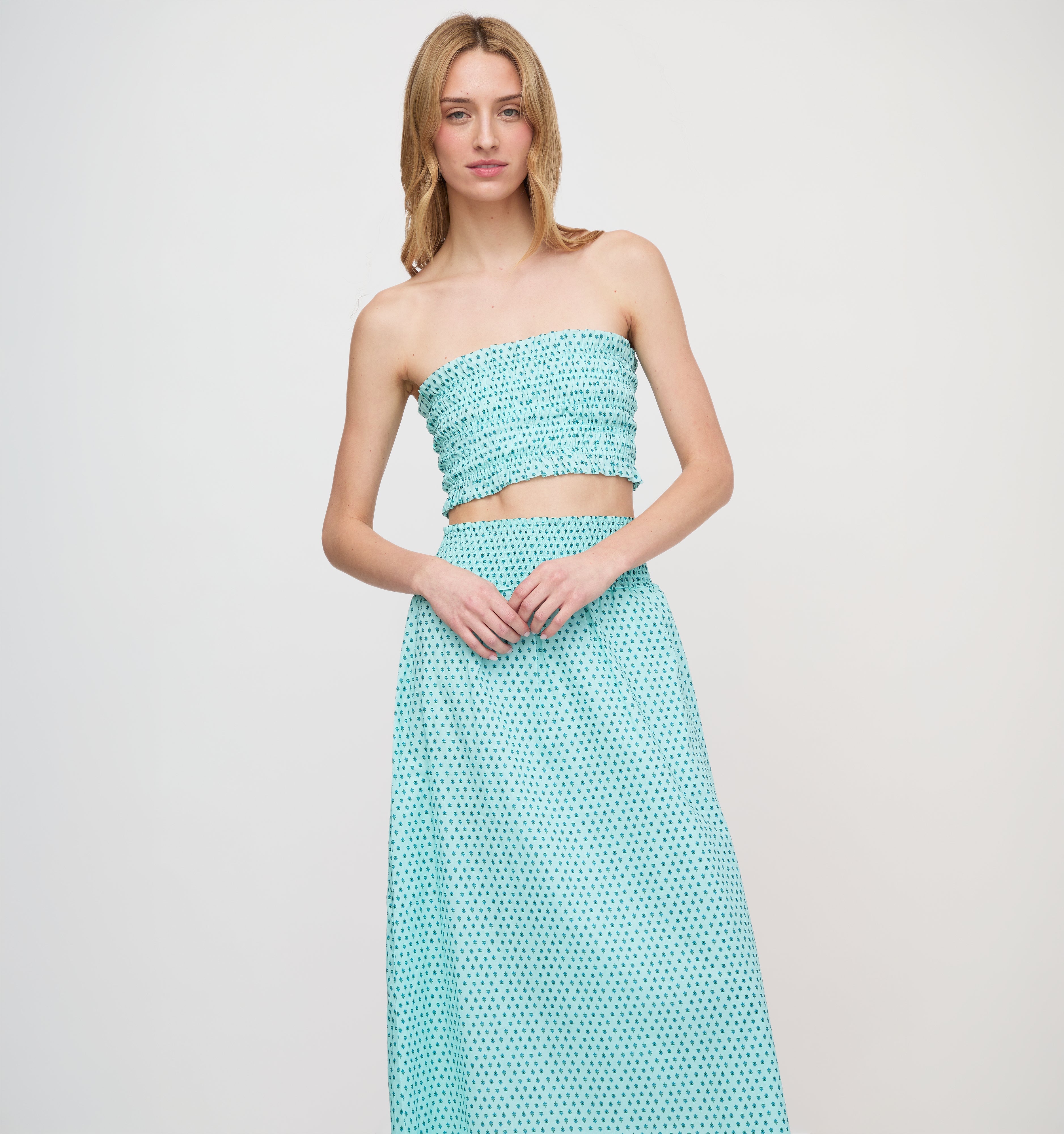 The June Nap Top / Teal Poppy Half Drop  By Hill House Home