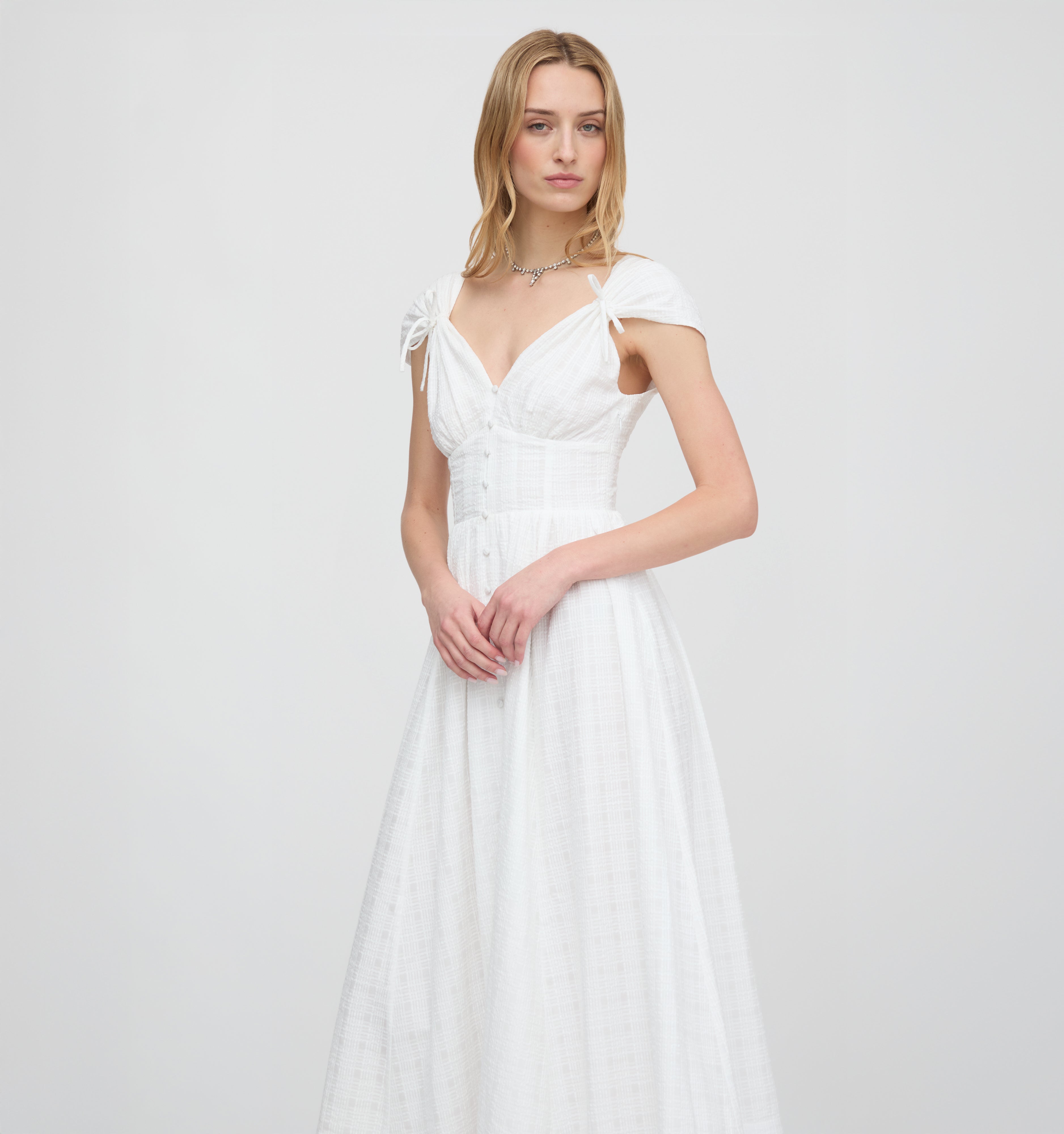 The Lucille Dress / White Crinkle Check   By Hill House Home