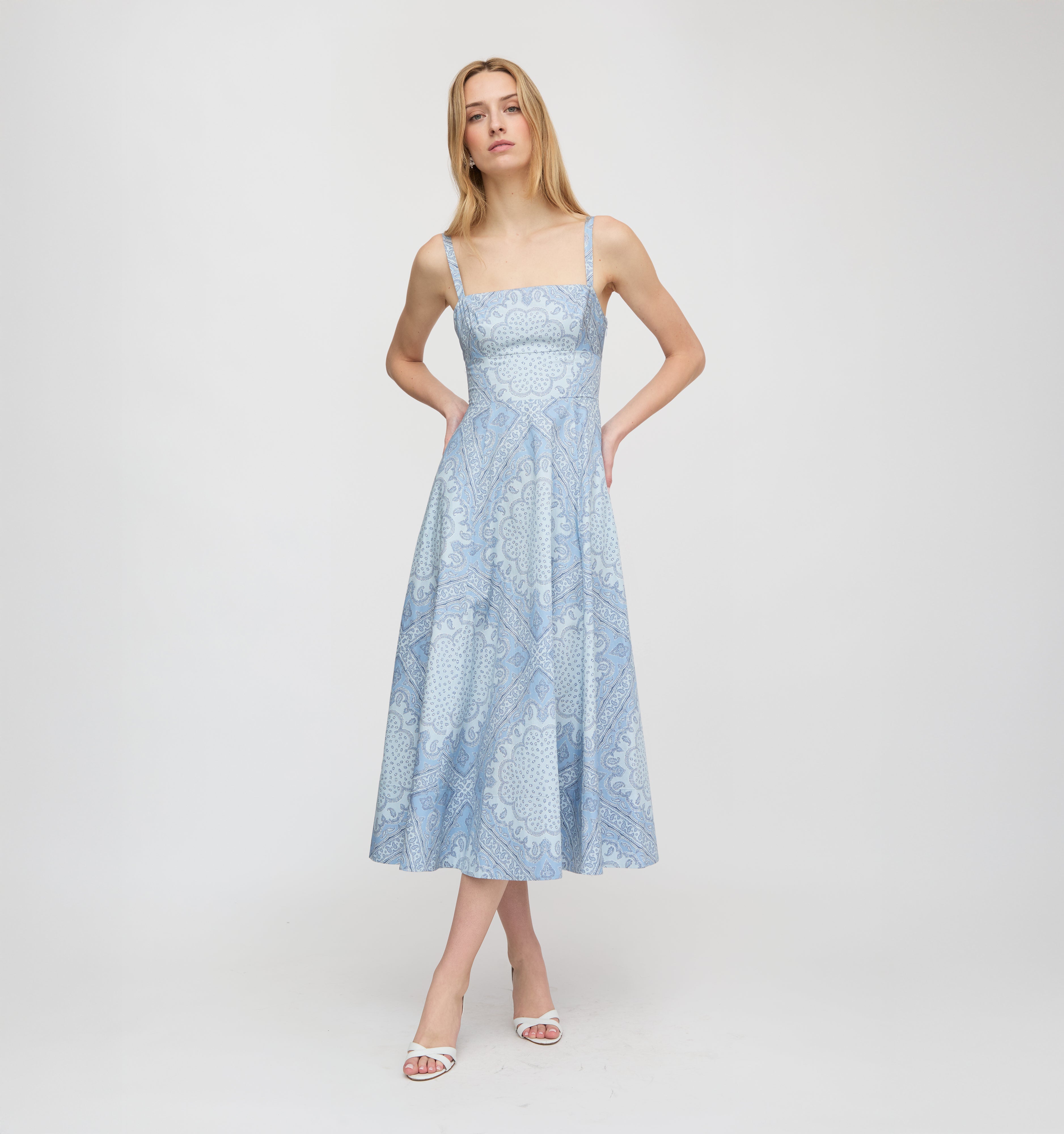 The Margot Dress / Dusty Blue Paisley Scarf   By Hill House Home