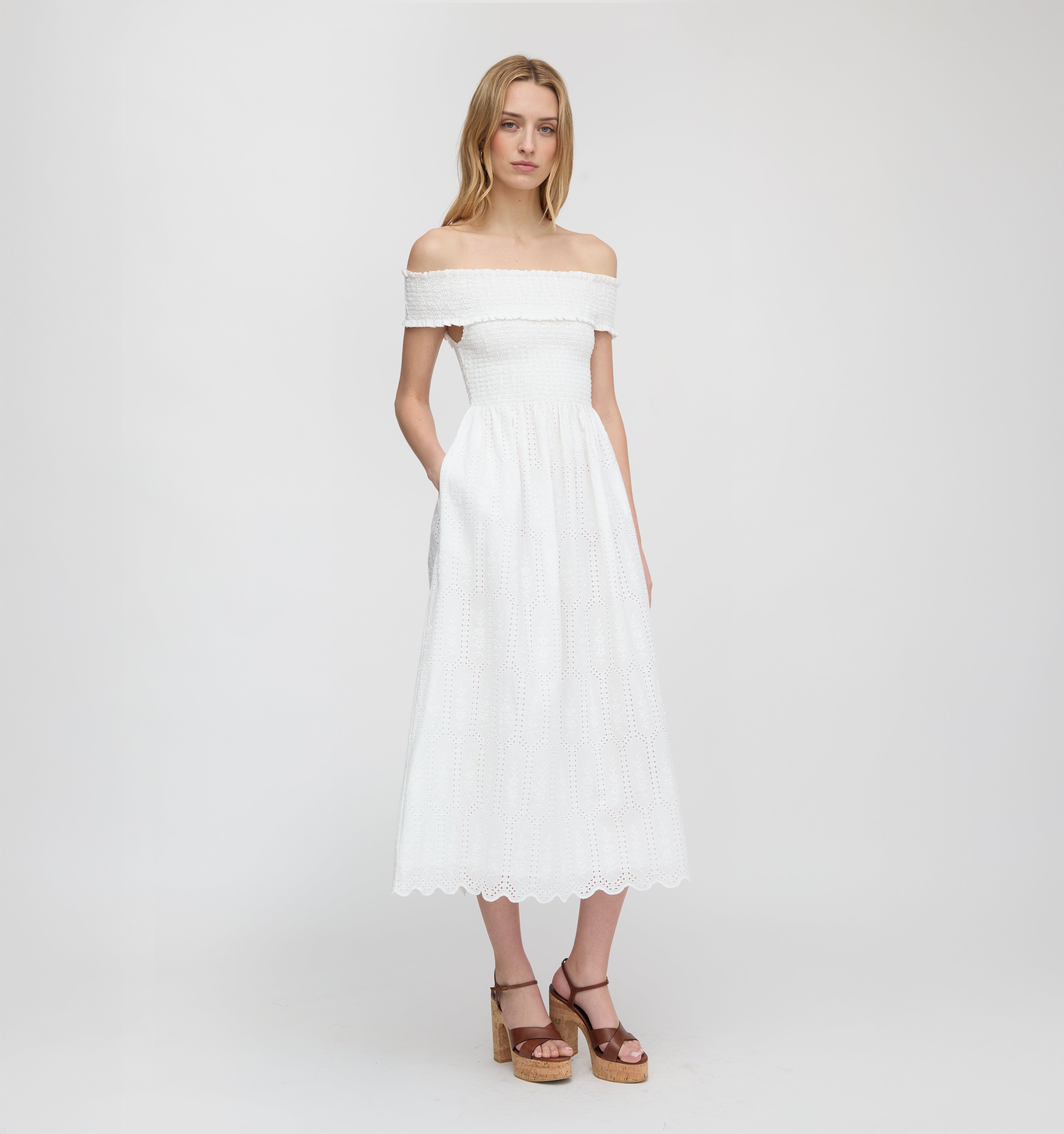The Marguerite Nap Dress / White Trellis Broderie  By Hill House Home