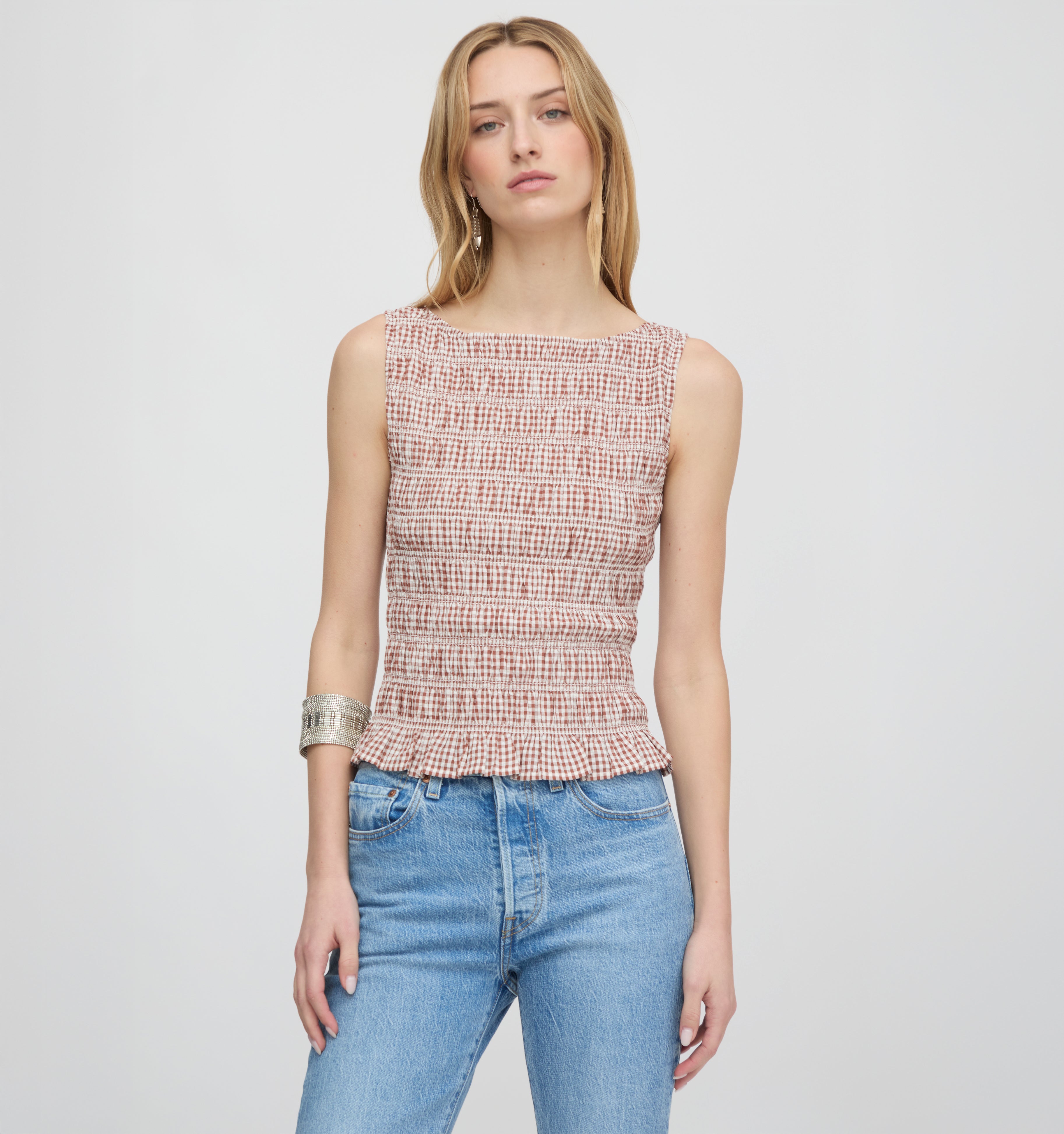 The Phoebe Nap Top / Cognac Gingham  By Hill House Home