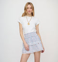 The Meena Skirt / White Etched Floral Stripe   By Hill House Home
