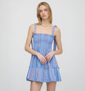 The Ribbon Charlotte Nap Dress / Blue Floral Batik Stripe  By Hill House Home