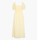The Scarlett Midi Nap Dress / Butter Yellow Tonal Seersucker  By Hill House Home