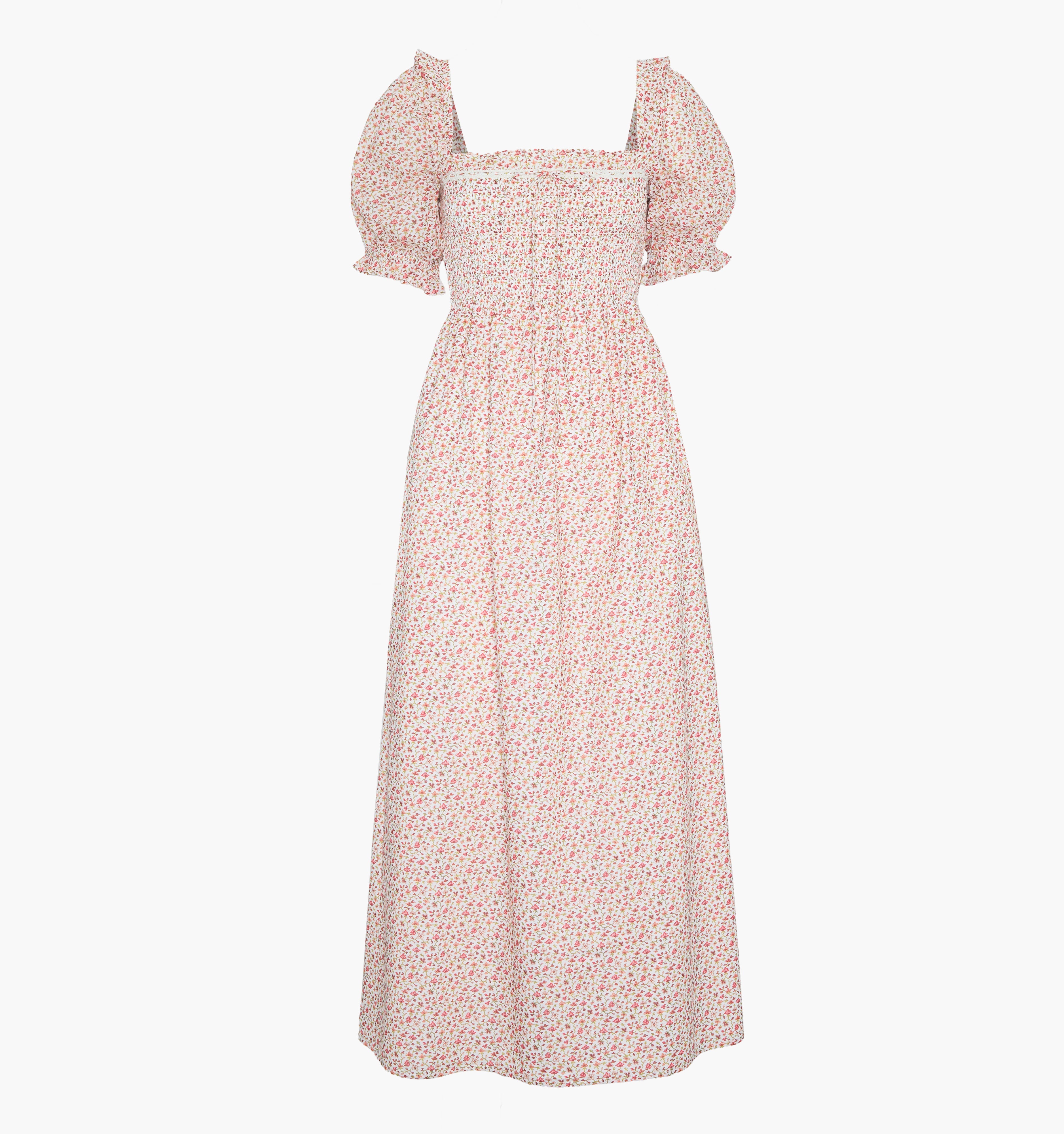 The Scarlett Midi Nap Dress / Ivory Geo Ditsy    By Hill House Home