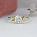 Three Stone Hexagon Cut Diamond Engagement Ring