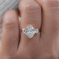 Three Stone Oval Cut Lab Grown Diamond Engagement Ring