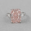 Pink Radiant Cut Lab Diamond Three Stone Ring
