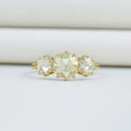 Three Stone Rose Cut Round Engagement Ring