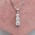 3 Stone Round Cut Lab Diamond Bar Pendant