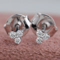 Tiny Trinity Round Lab Diamond Stud Earrings