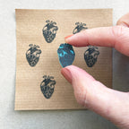 Tiny human heart hand carved rubber stamp