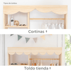 Armario Montessori de madera maciza con perchero y estantes