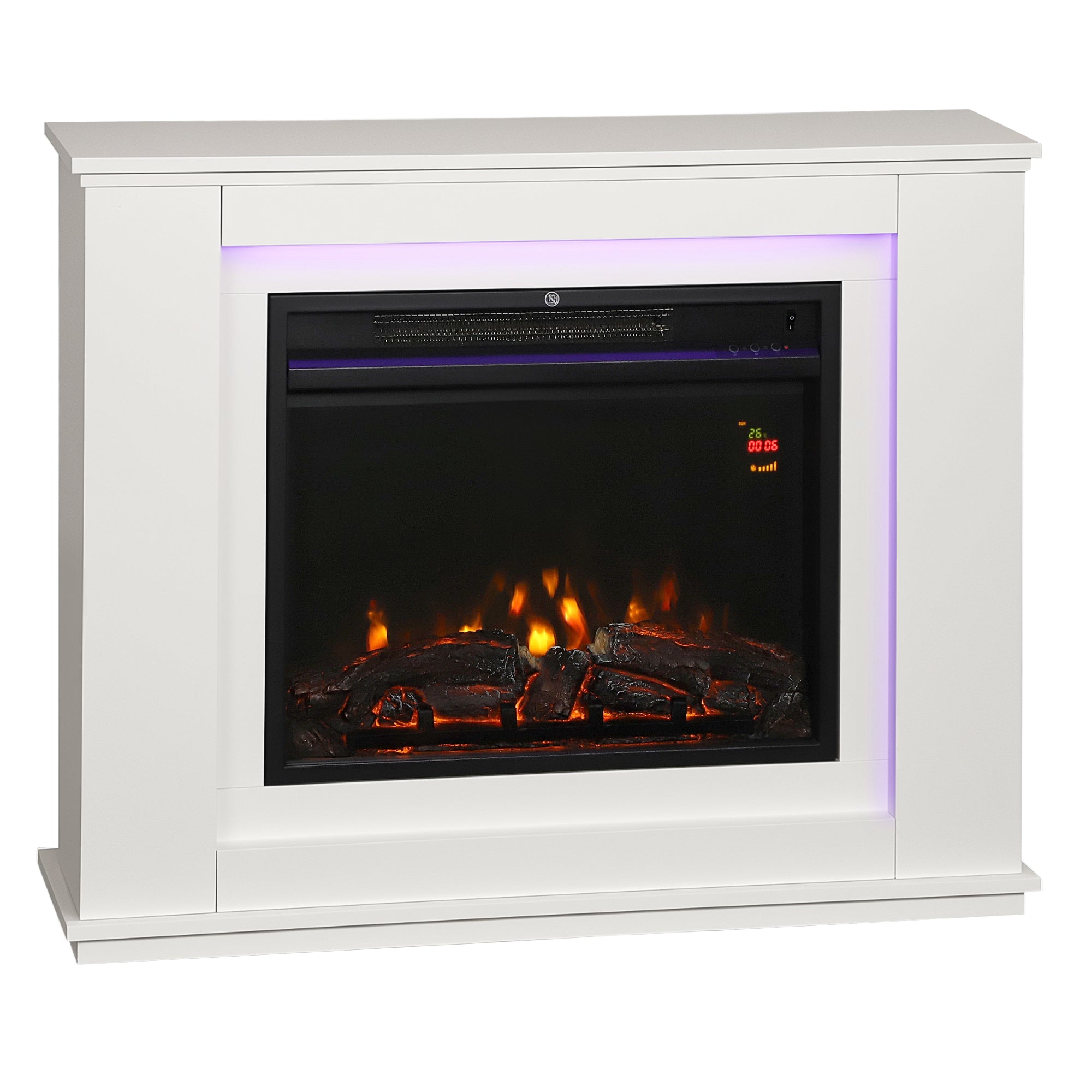 Electric Fireplace 32" 2000W Inset Electric Fire and Mantel Reach up to 30m2, White