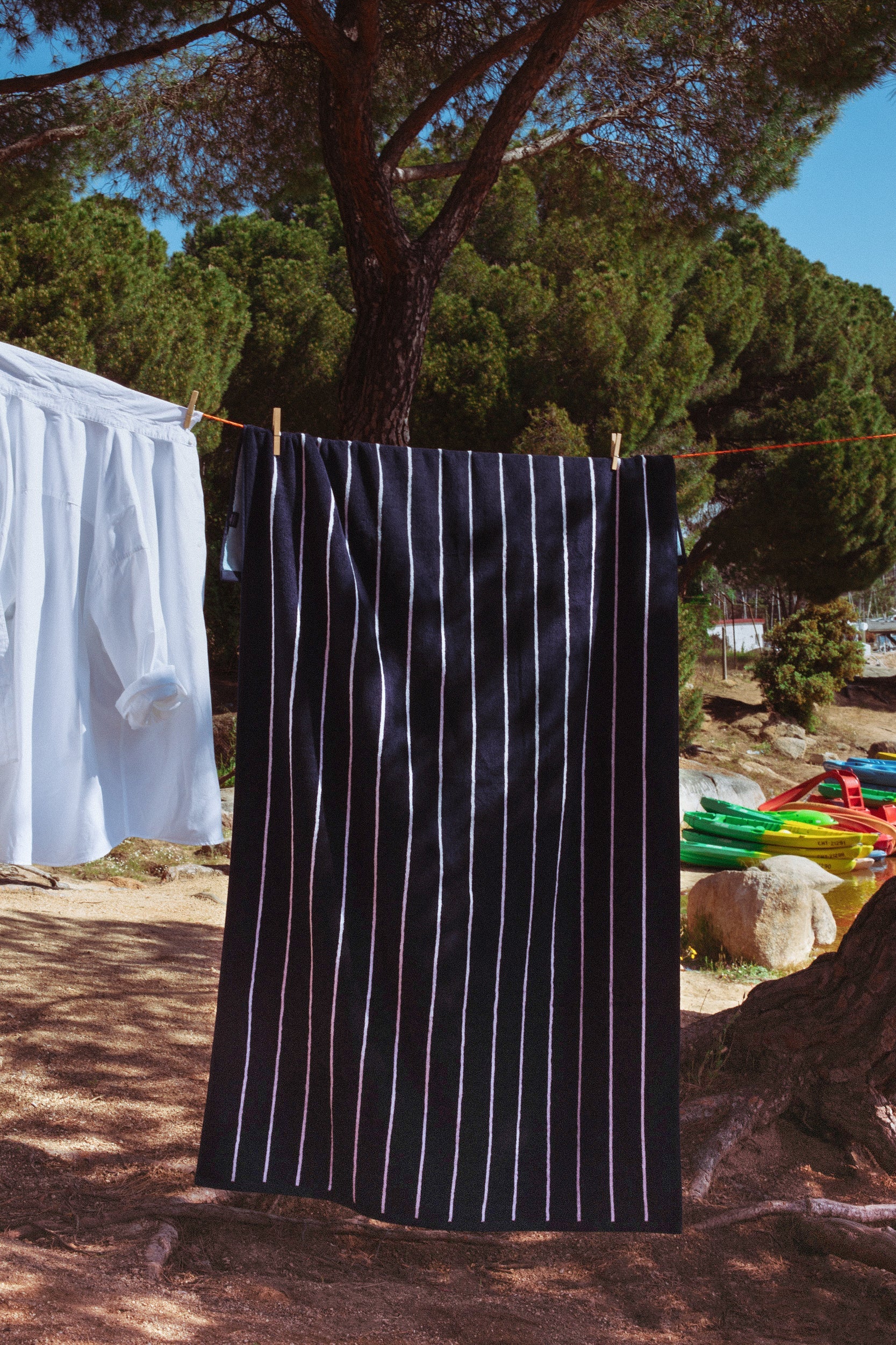 Toalla playa reversible marino y celeste