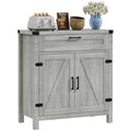 Farmhouse Sideboard with Rustic Barn Door & Drawer, Grey