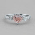 3 Stone Pink Heart Cut Diamond Engagement Ring