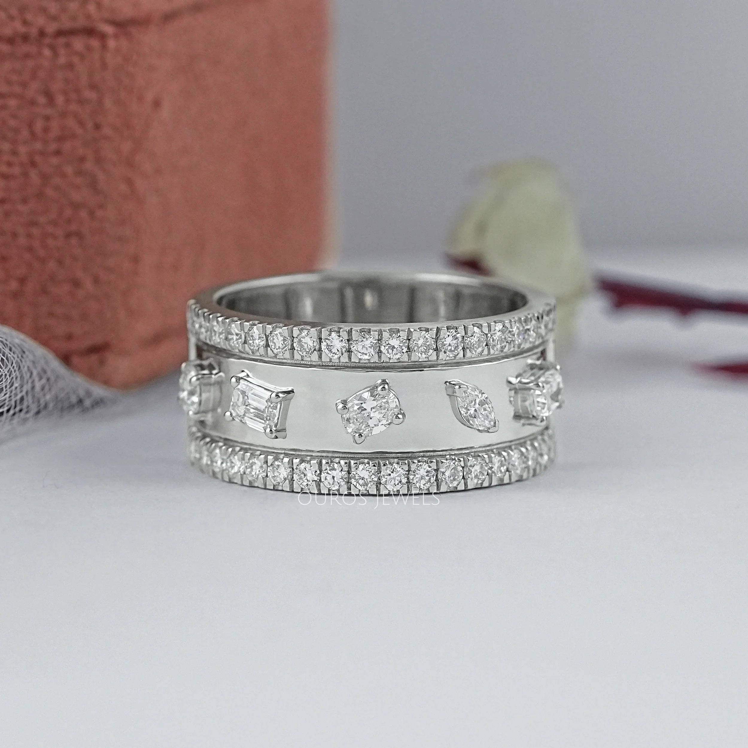 Triple Row Mixed Diamond Eternity Band