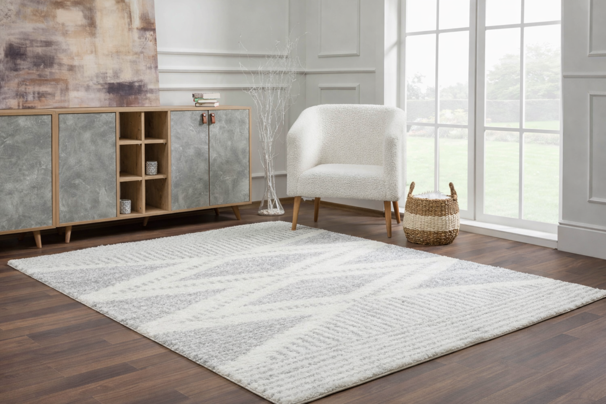 Trunding Plush Area Rug in Gray