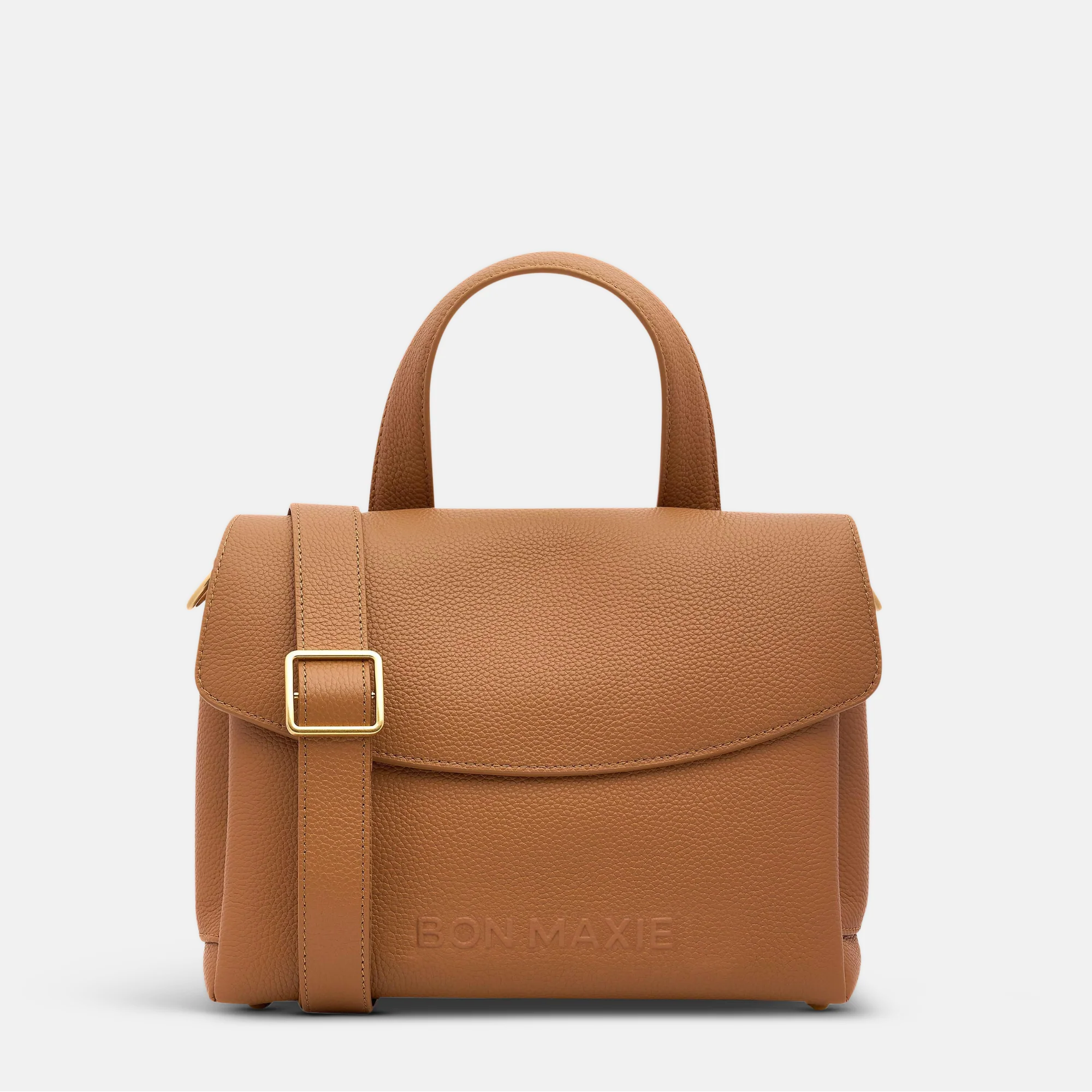 Tryhard Crossbody Top Handle Bag - Pebbled Leather - Tan