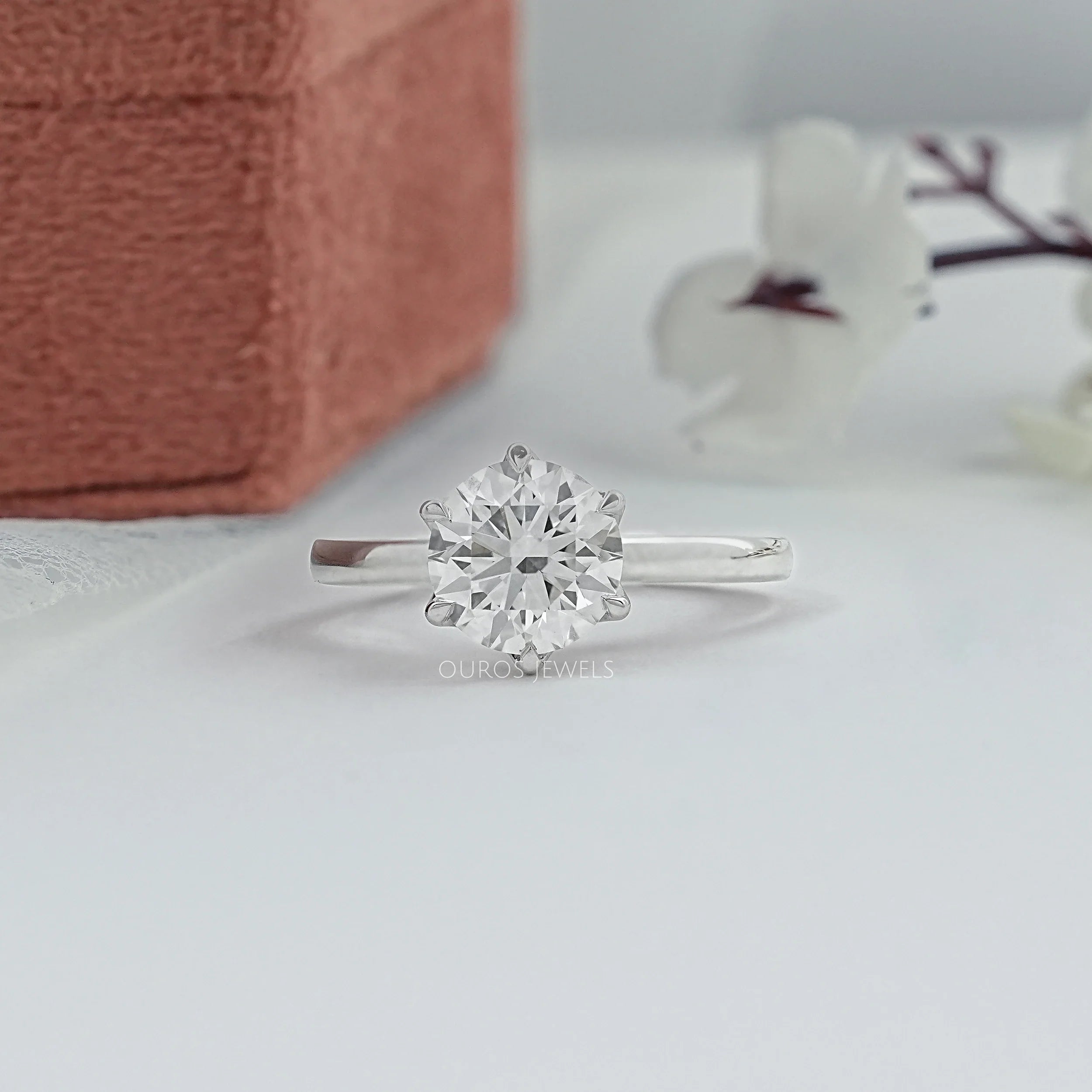 Lab Diamond Tulip Round Solitaire Ring