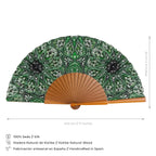 Green silk hand fan with wood Turkish