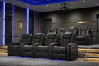 Valencia Tuscany Italian Leather Home Theater Seating Row of 4, Midnight Black
