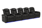 Valencia Tuscany Italian Leather Home Theater Seating Row of 5, Midnight Black