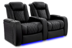 Valencia 2025 New Tuscany XL Luxury Leather Home Theater Seating Row of 2, Onyx
