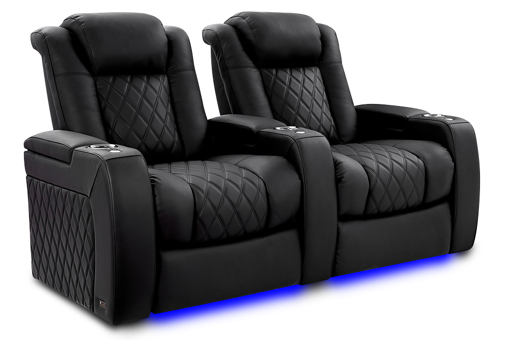 Valencia 2025 New Tuscany XL Luxury Leather Home Theater Seating Row of 2, Onyx