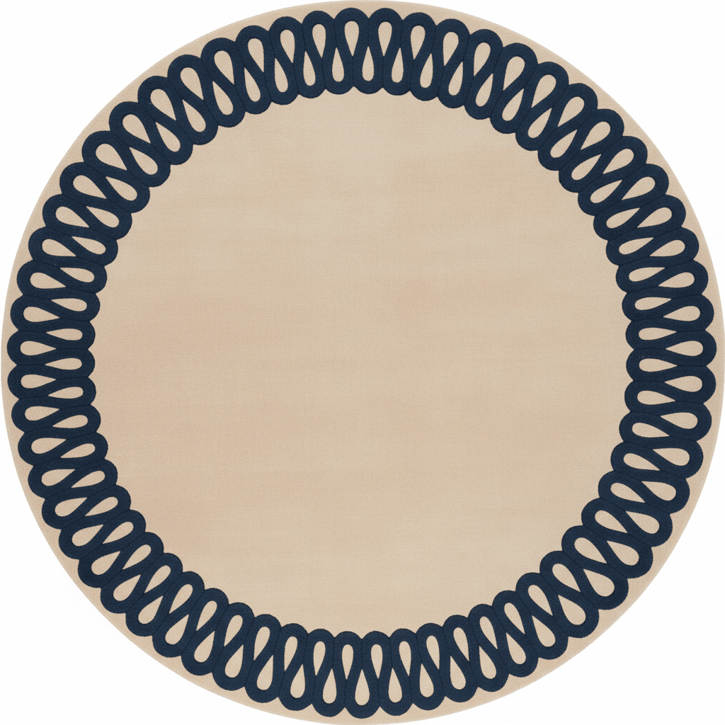 Navy Blue Twirl Hand Tufted Round Rug
