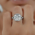 Twisted Square Cushion Cut Hidden Halo Ring